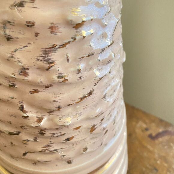 Vintage MCM Taper Tabletop Lamp Pink Gold Texture Atomic Ceramic 3 Setting WORKS - Picture 3 of 10